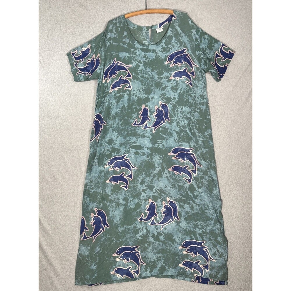 Island‎ Style Women’s XXL Muumuu Maxi House Dress Dolphins Coastal Beach Boho